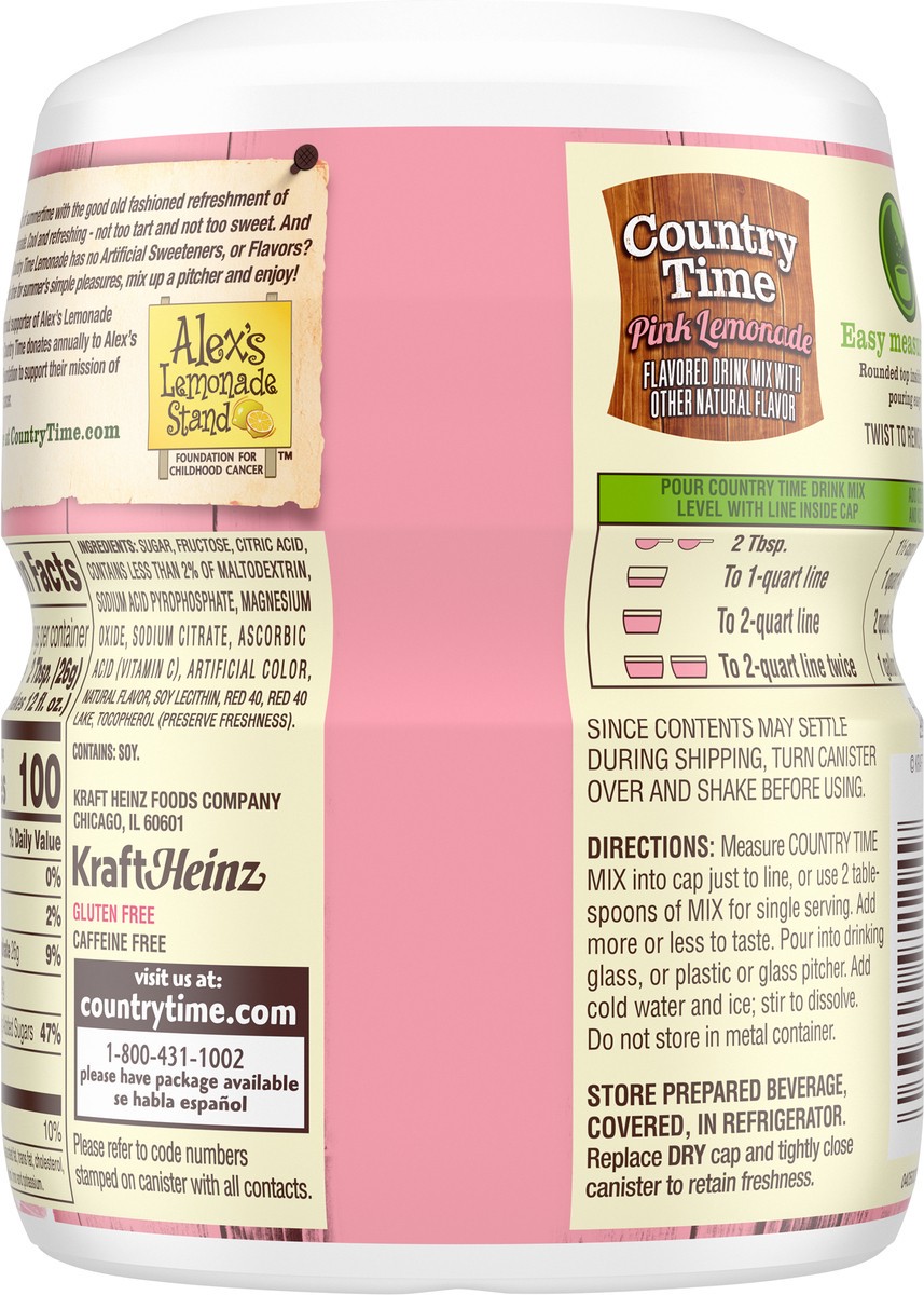 slide 4 of 9, Country Time Pink Lemonade Naturally Flavored Powdered Drink Mix, 19 oz. Canister, 19 oz