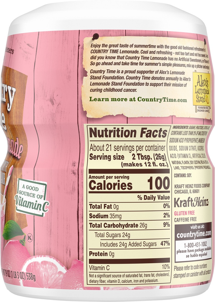 slide 6 of 9, Country Time Pink Lemonade Naturally Flavored Powdered Drink Mix, 19 oz. Canister, 19 oz