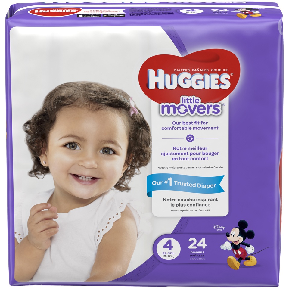 slide 1 of 3, Huggies Little Movers Diapers Size 4, 24 ct