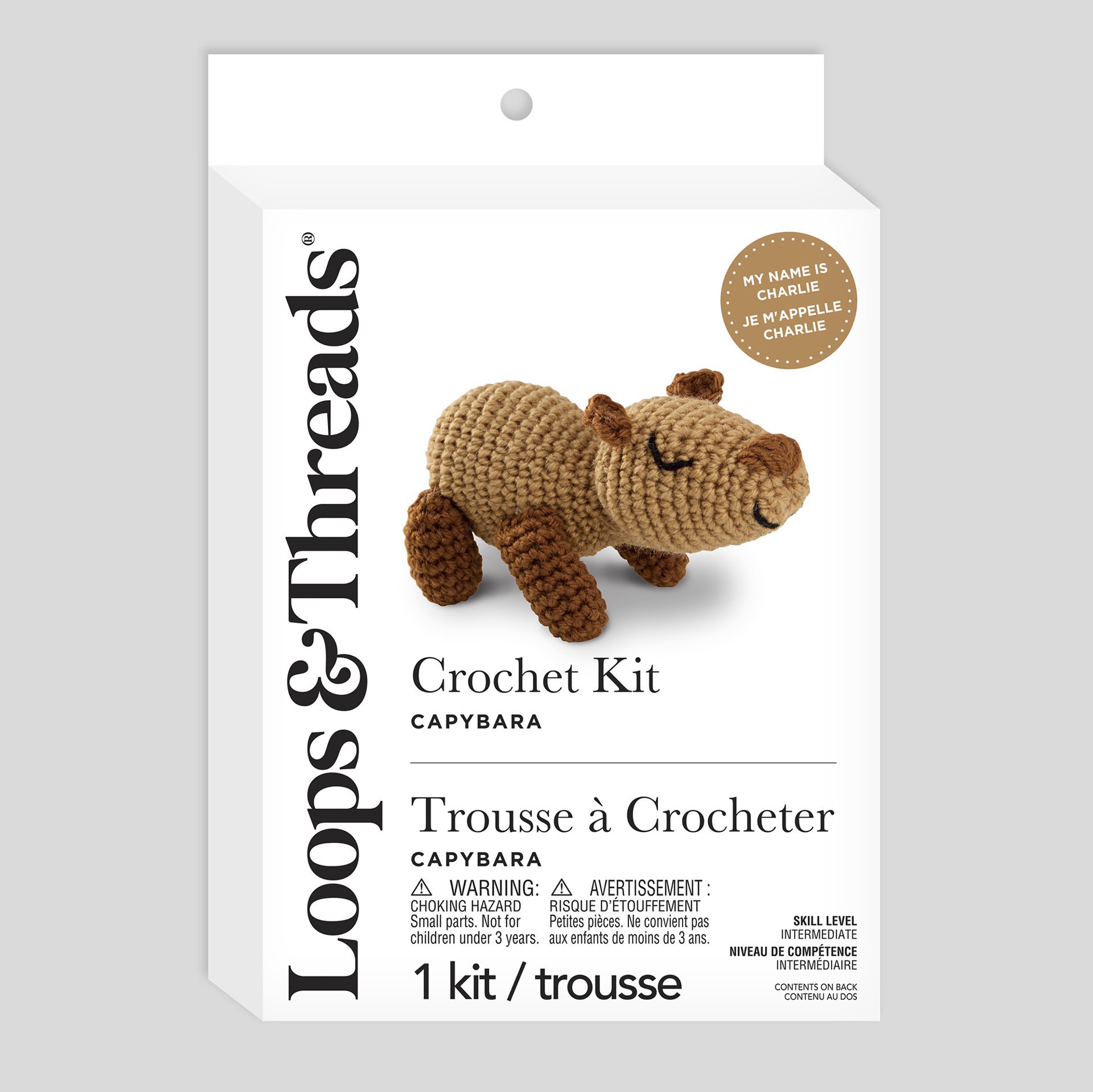 slide 4 of 4, Intermediate Capybara Amigurumi Crochet Kit By Loops & Threads, 5.1 in x 3 in x 3.5 in