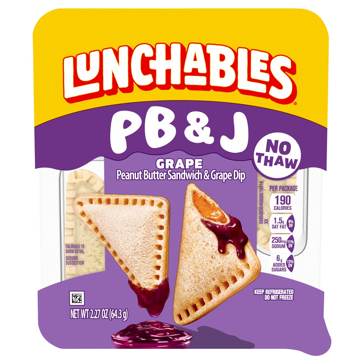 slide 2 of 4, Lunchables PB&J Peanut Butter Sandwich & Grape Dip, 2.27 oz Pack, 2.27 oz