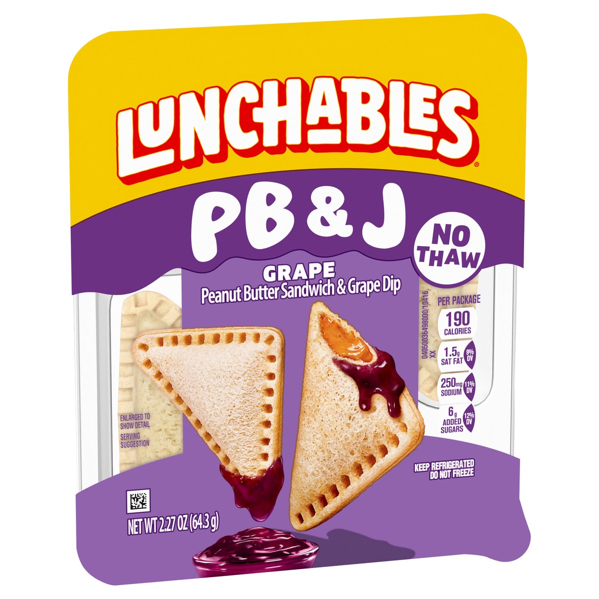 slide 3 of 4, Lunchables PB&J Peanut Butter Sandwich & Grape Dip, 2.27 oz Pack, 2.27 oz