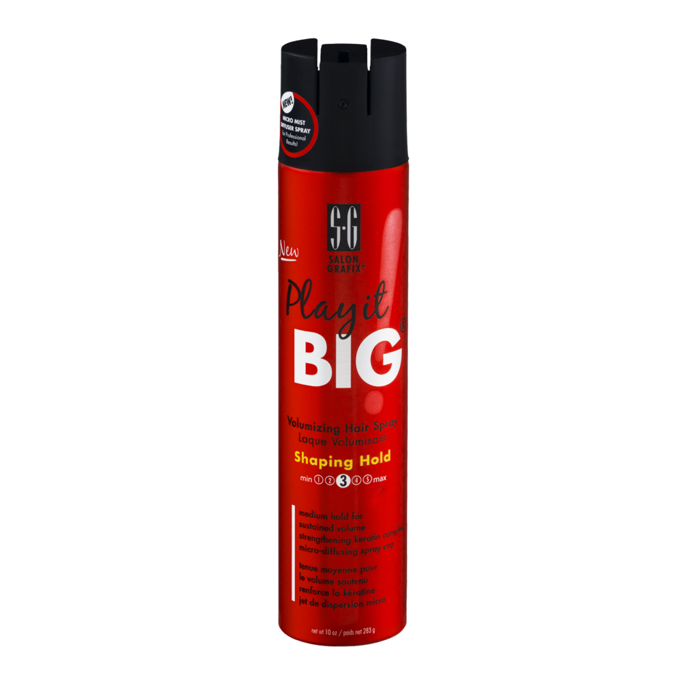 slide 1 of 1, Salon Grafix Play It Big Shaping Hold Volumizing Hair Spray, 10 oz