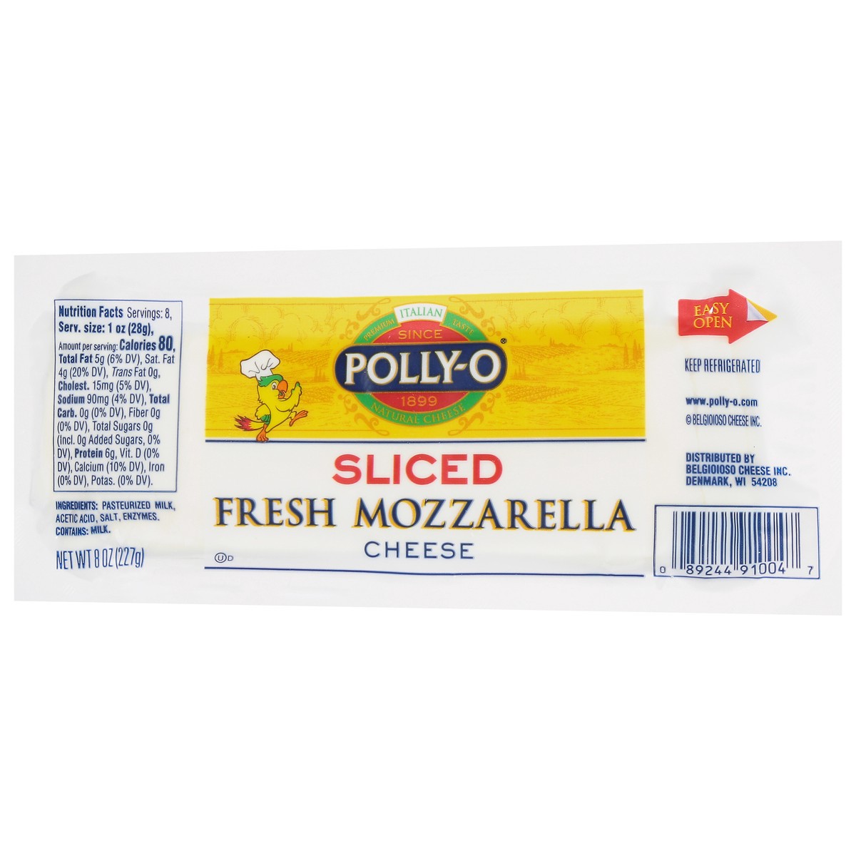 slide 7 of 9, Polly-O Sliced Fresh Mozzarella Cheese 8 oz, 8 oz