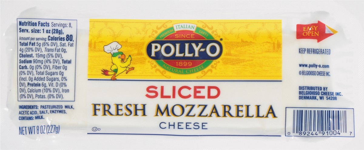 slide 2 of 9, Polly-O Sliced Fresh Mozzarella Cheese 8 oz, 8 oz