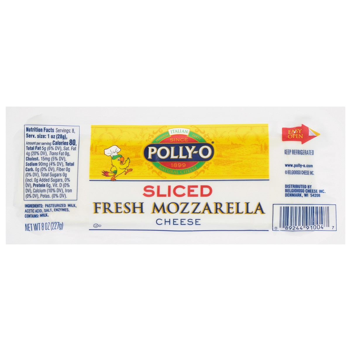 slide 1 of 9, Polly-O Sliced Fresh Mozzarella Cheese 8 oz, 8 oz