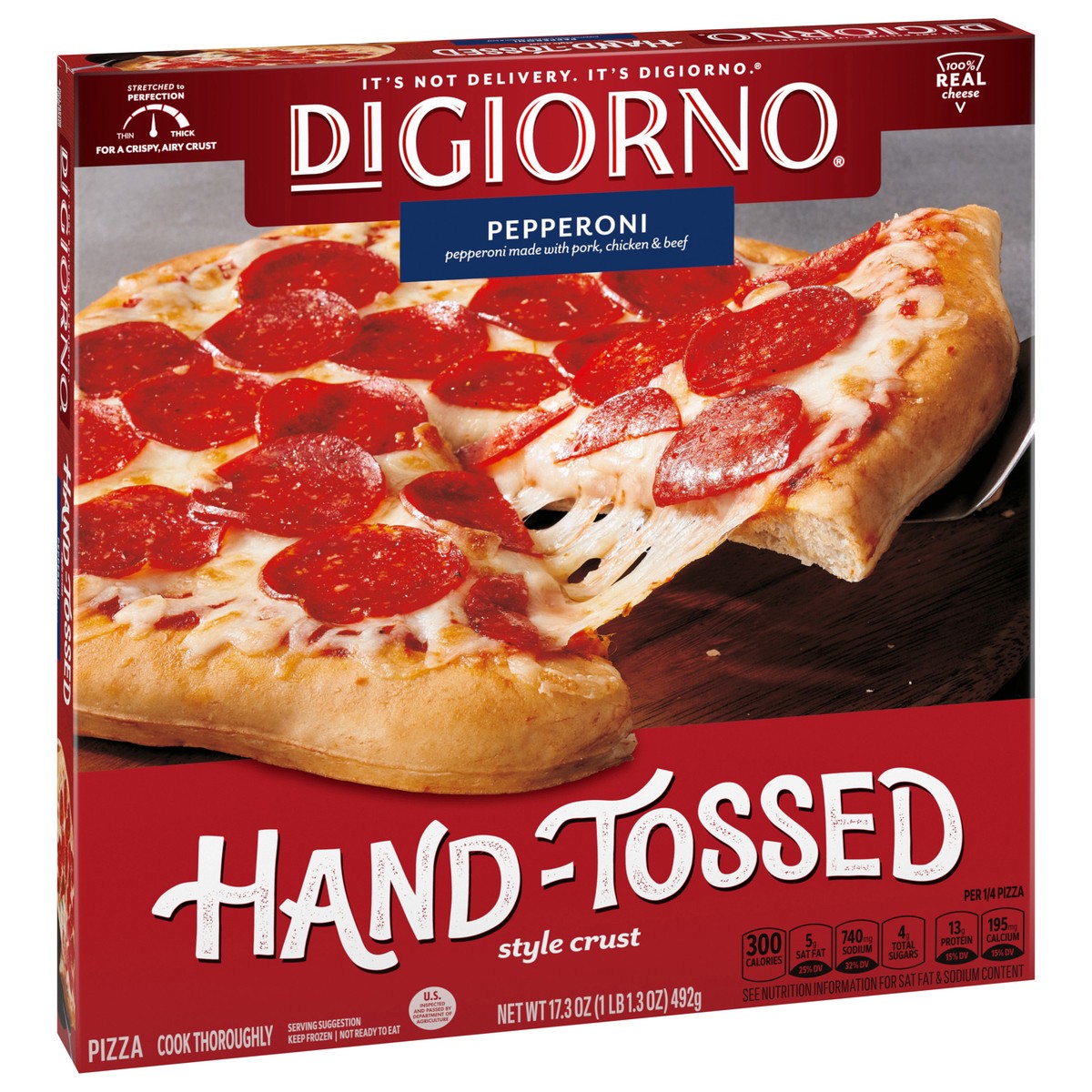 slide 6 of 13, DiGiorno Hand Tossed Style Pepperoni Frozen Pizza - 17.3oz, 17.3 oz