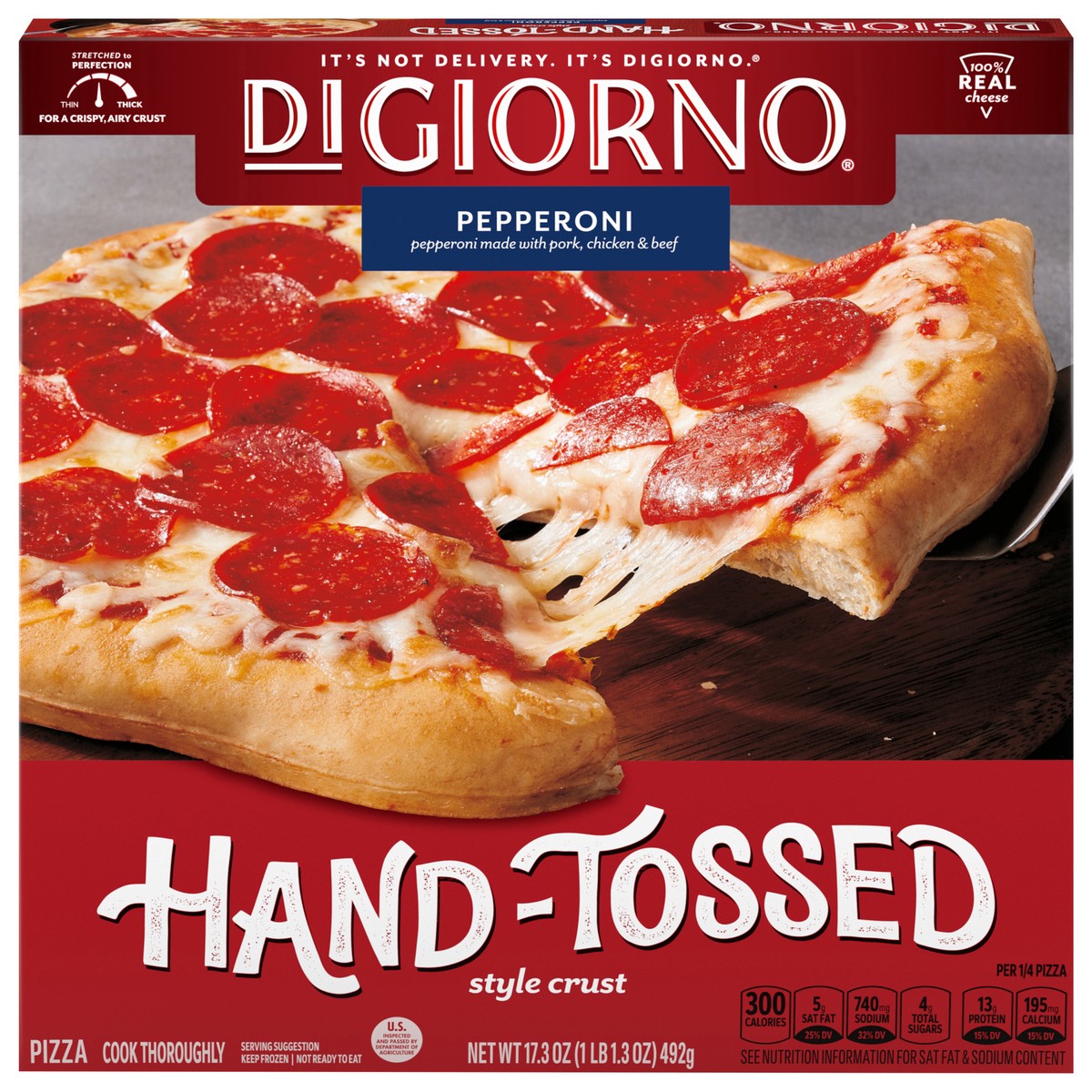 slide 4 of 13, DiGiorno Hand Tossed Style Pepperoni Frozen Pizza - 17.3oz, 17.3 oz