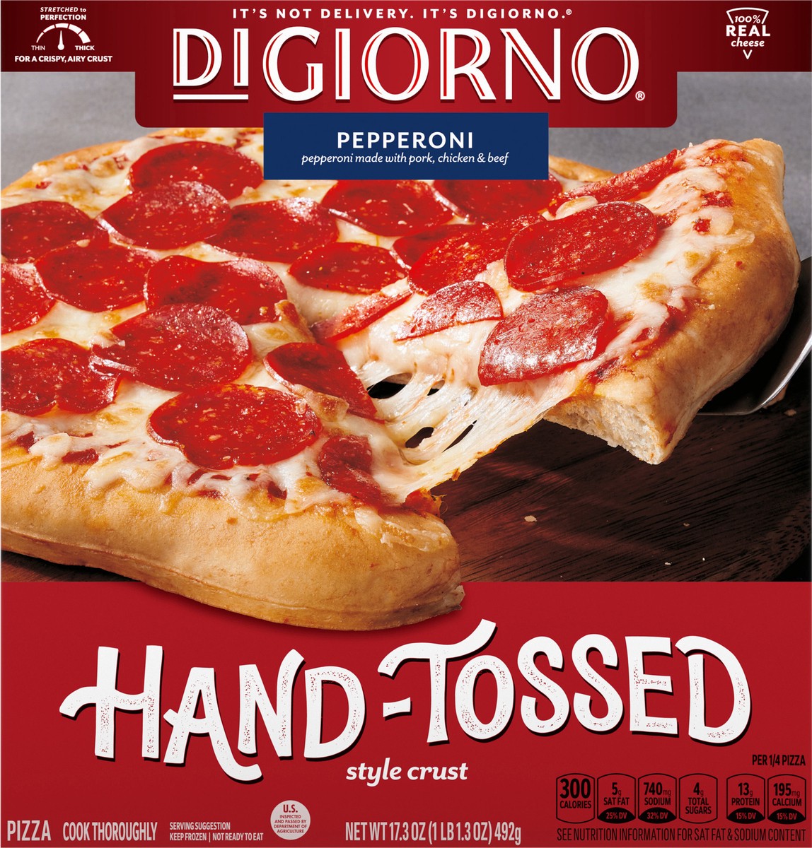 slide 7 of 13, DiGiorno Hand Tossed Style Pepperoni Frozen Pizza - 17.3oz, 17.3 oz