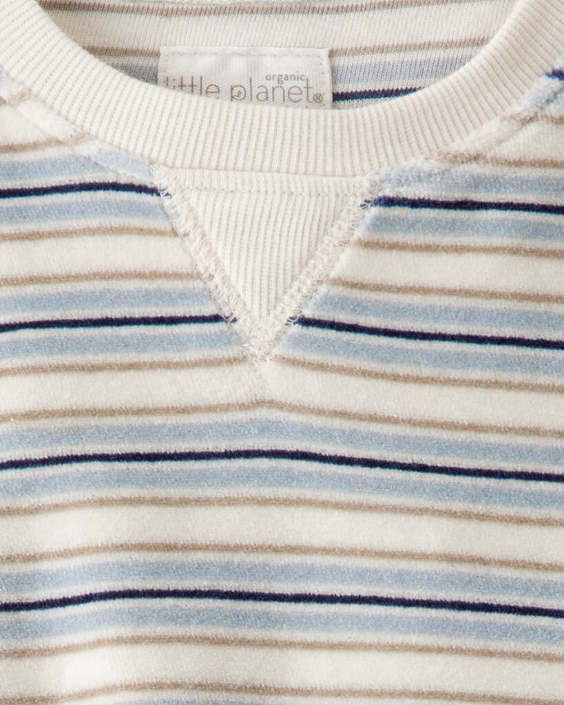 slide 2 of 4, Littleplanet Toddler 2-Piece Organic Cotton Velour Set in Stripes Multi 4T, 2 pc