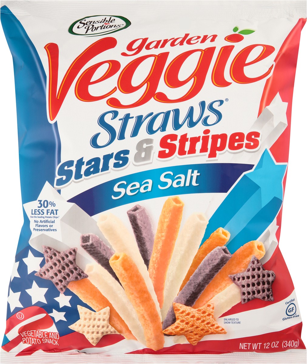 slide 4 of 7, Sensible Portions Garden Veggie Straws Stars & Stripes Sea Salt Vegetable & Potato Snack 12 oz. Bag, 12 oz