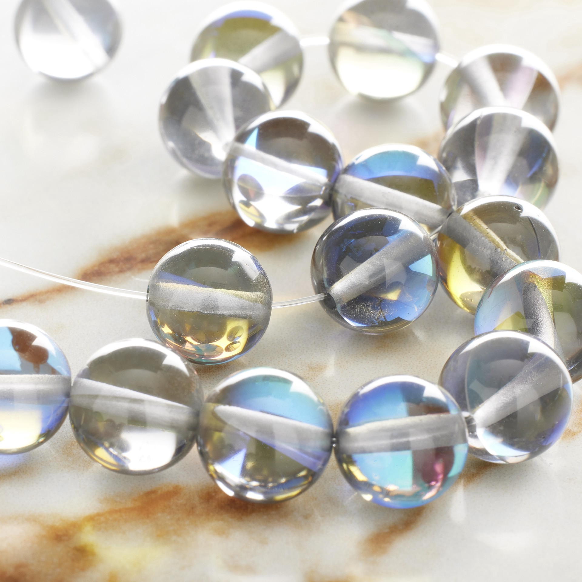slide 3 of 3, Gray Opal Glass Round Beads, 10mm By Bead Landing, 10mm