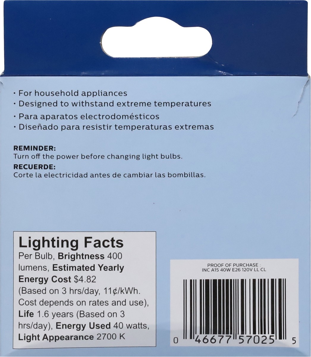 slide 8 of 9, Philips Clear 40W Appliance Bulb 2 ea, 2 ct