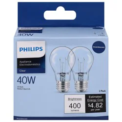 Philips Clear 40W Appliance Bulb - 2 ea