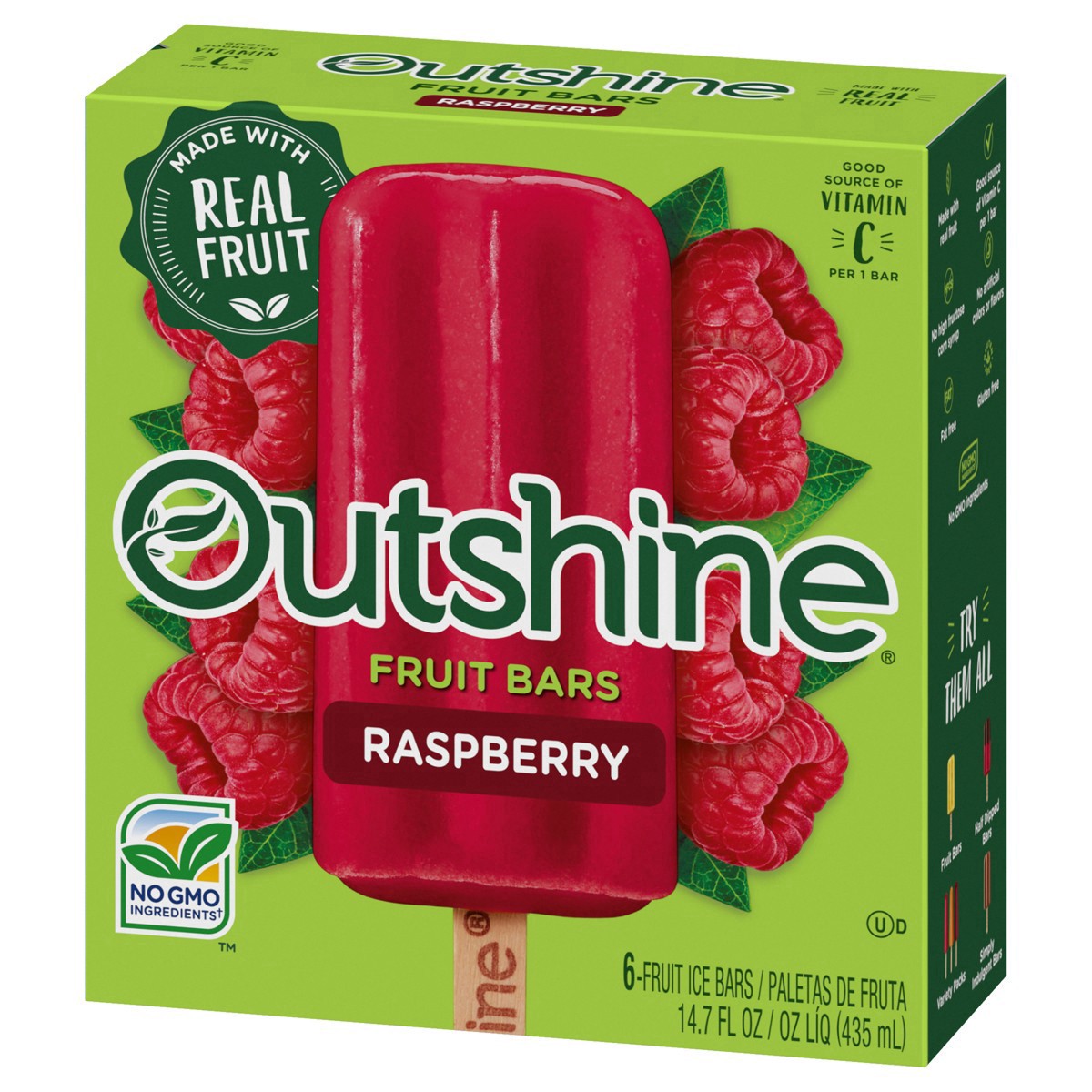 slide 75 of 87, Outshine Raspberry Frozen Fruit Bars, 6 Count, 6 ct