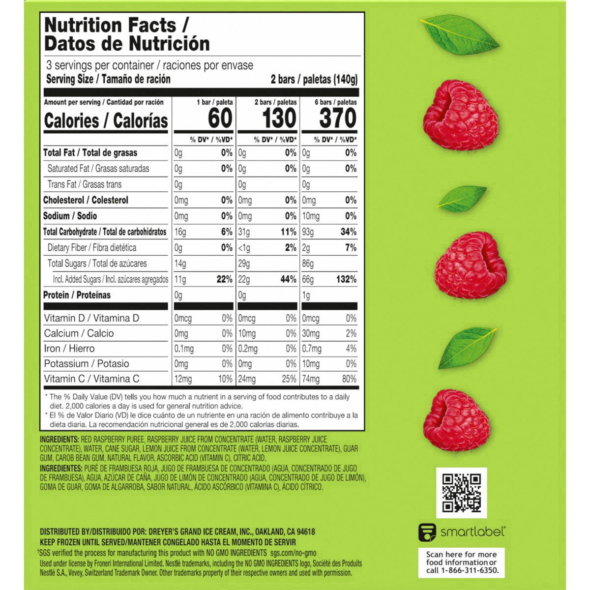 slide 63 of 87, Outshine Raspberry Frozen Fruit Bars, 6 Count, 6 ct