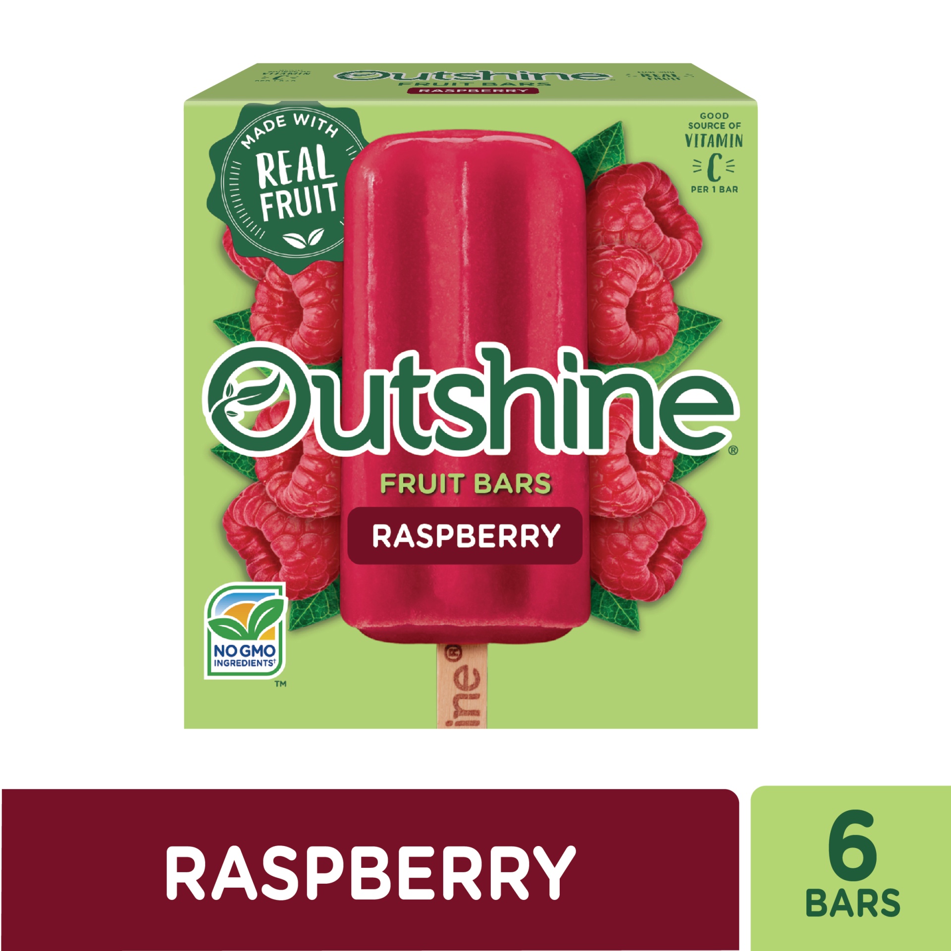 slide 1 of 7, Outshine Raspberry Frozen Fruit Bars, 6 ct