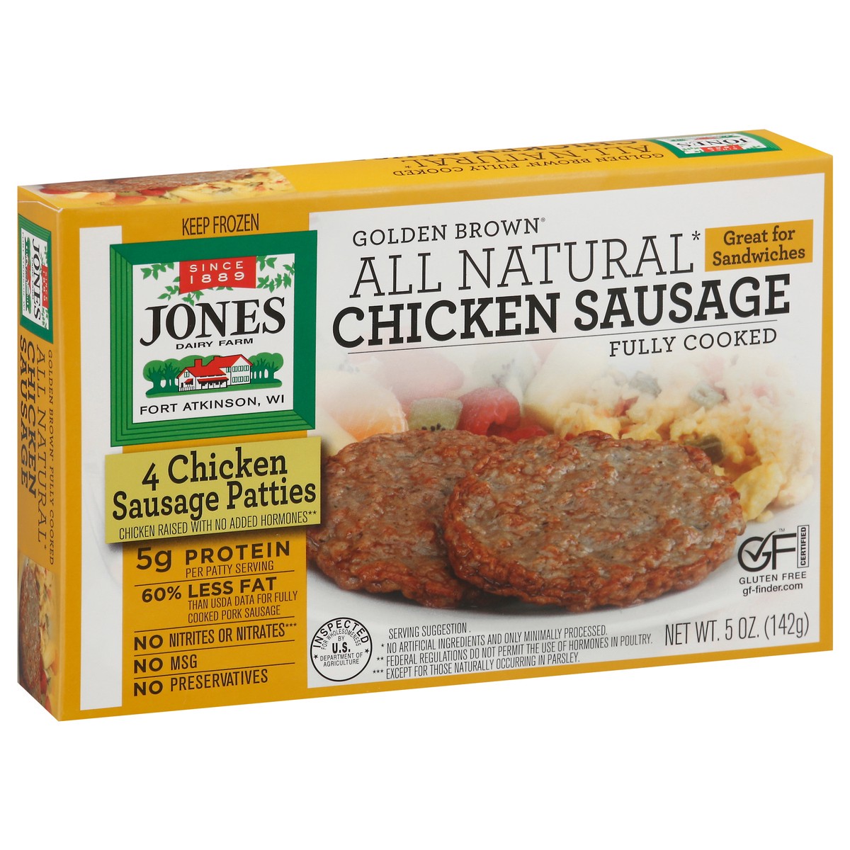 slide 4 of 9, Jones Dairy Farm Golden Brown All Natural Golden Brown Chicken Sausage Patties 4 ea, 4 ct