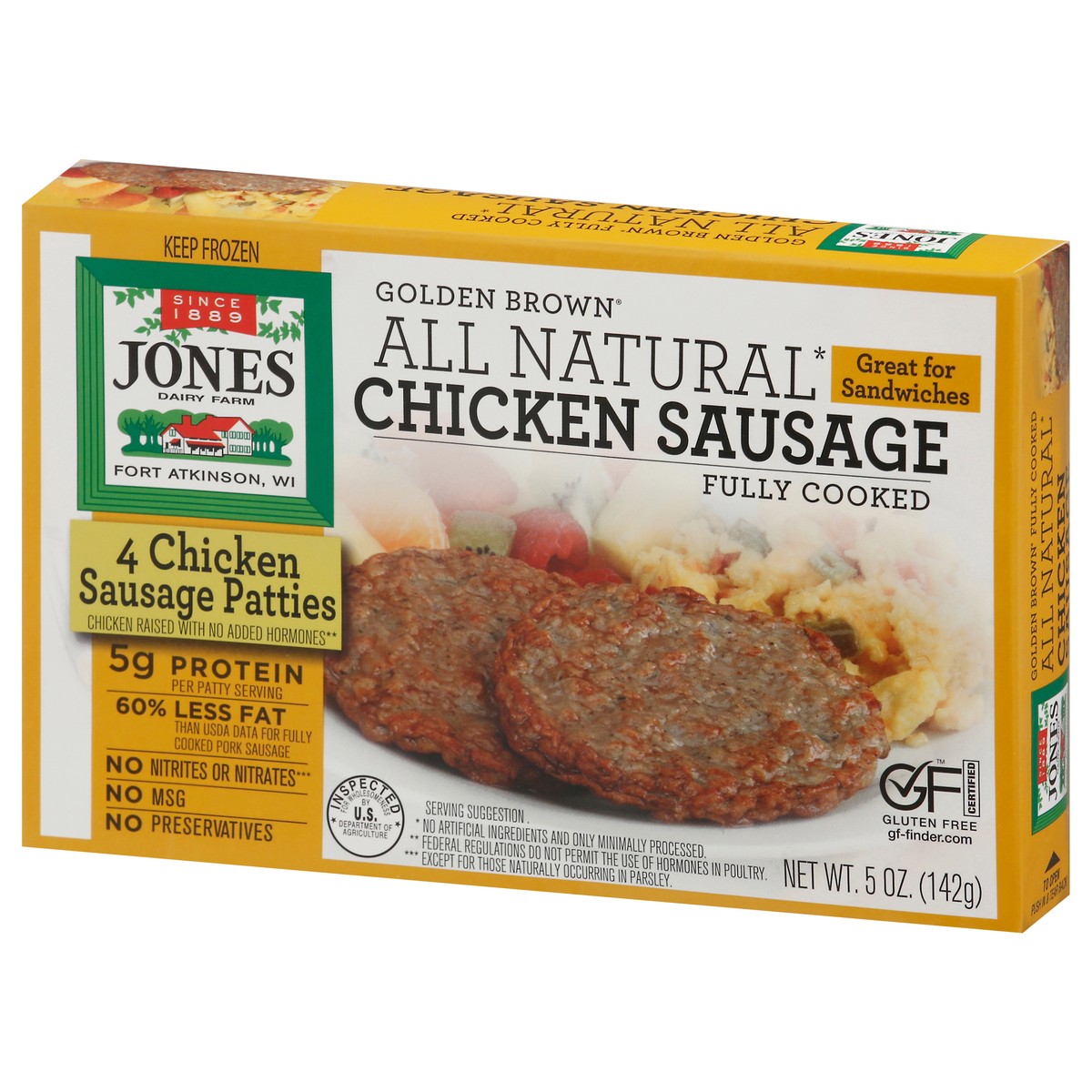 slide 3 of 9, Jones Dairy Farm Golden Brown All Natural Golden Brown Chicken Sausage Patties 4 ea, 4 ct