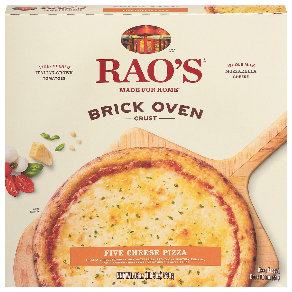 slide 1 of 2, Rao's Made for Home Brick Oven Crust Five Cheese Pizza 19 oz, 19 oz