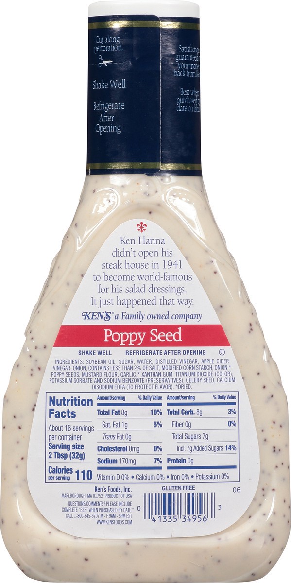 slide 7 of 11, Ken's Steak House Lite Poppy Seed Dressing, 16 fl oz