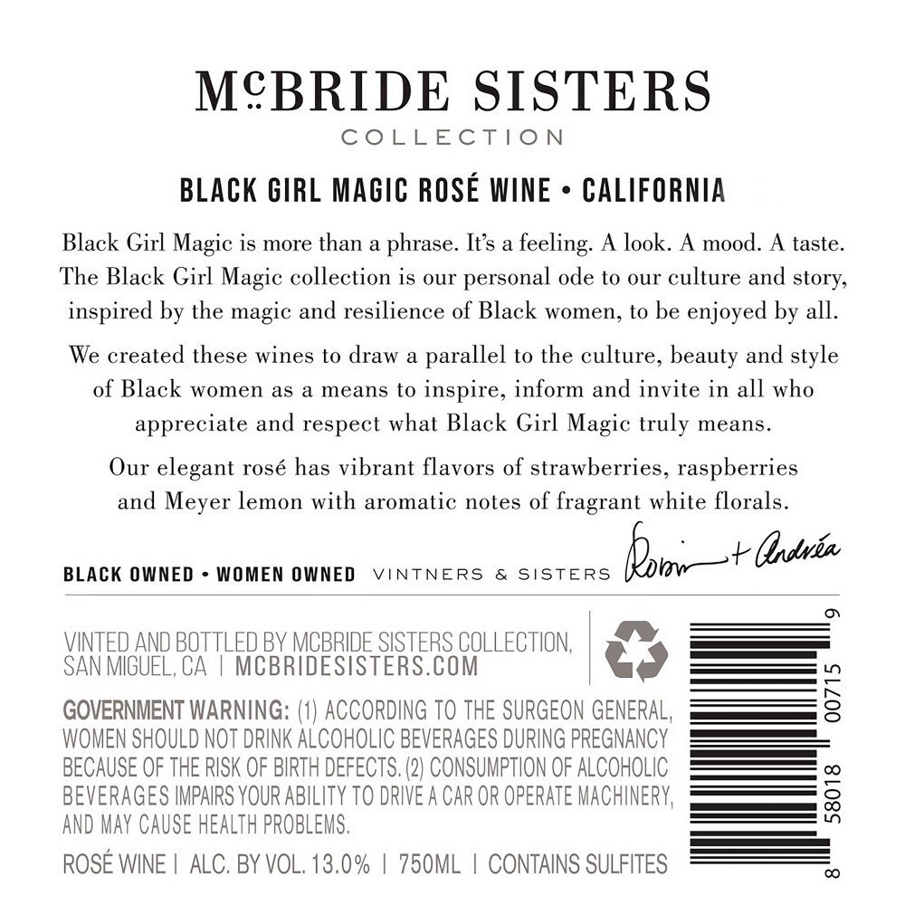 slide 17 of 28, McBride Sisters California Black Girl Magic Rose Wine 750 ml, 750 ml