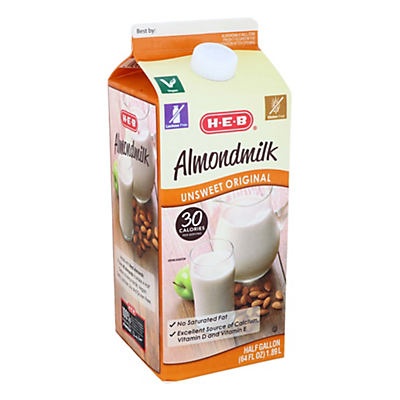 slide 1 of 1, H-E-B Almond Milk Unsweet, 64 fl oz