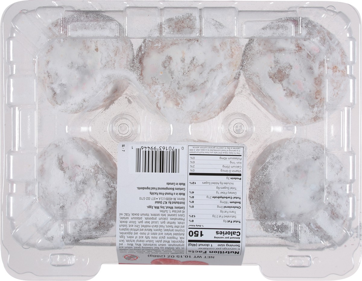 slide 5 of 9, Sabrina's Powdered Raspberry Filled Donuts 6 ea, 6 ct