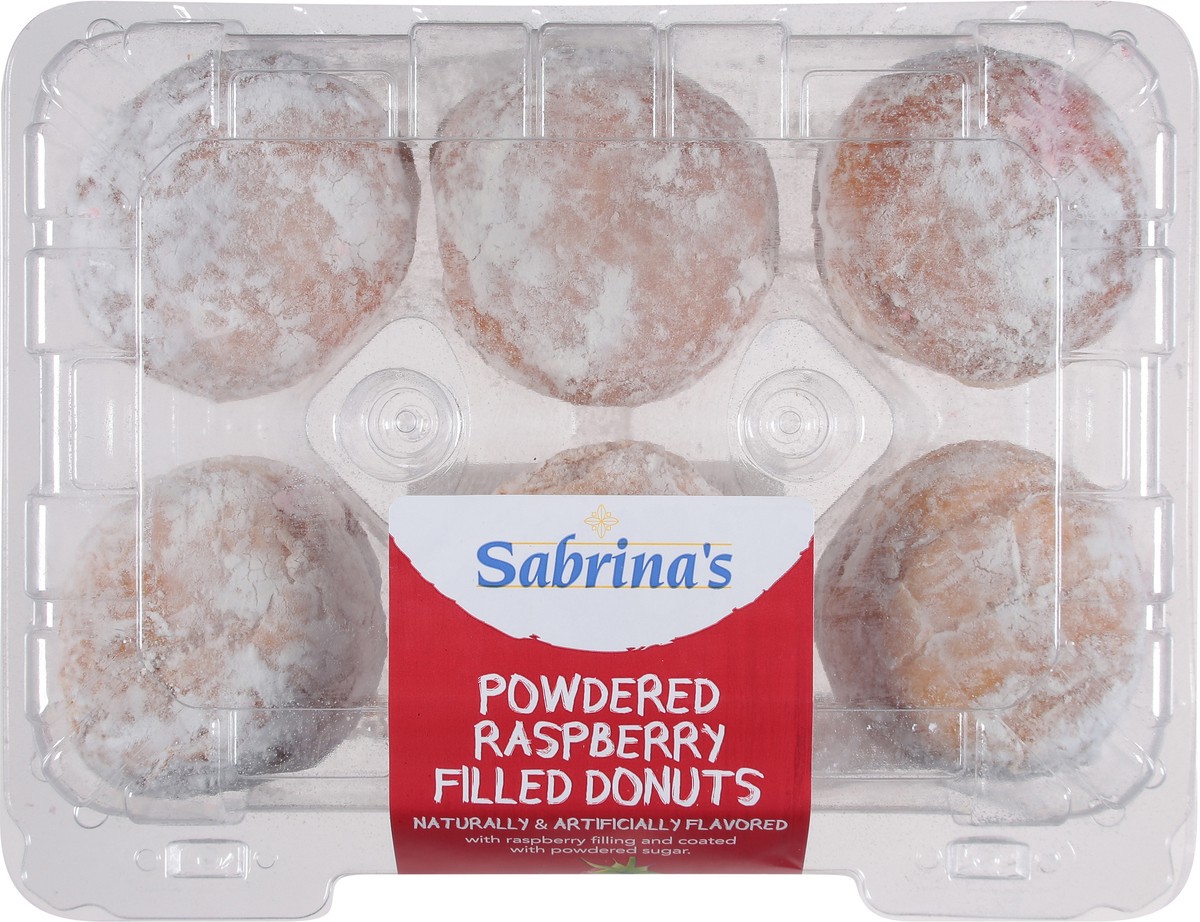 slide 2 of 9, Sabrina's Powdered Raspberry Filled Donuts 6 ea, 6 ct