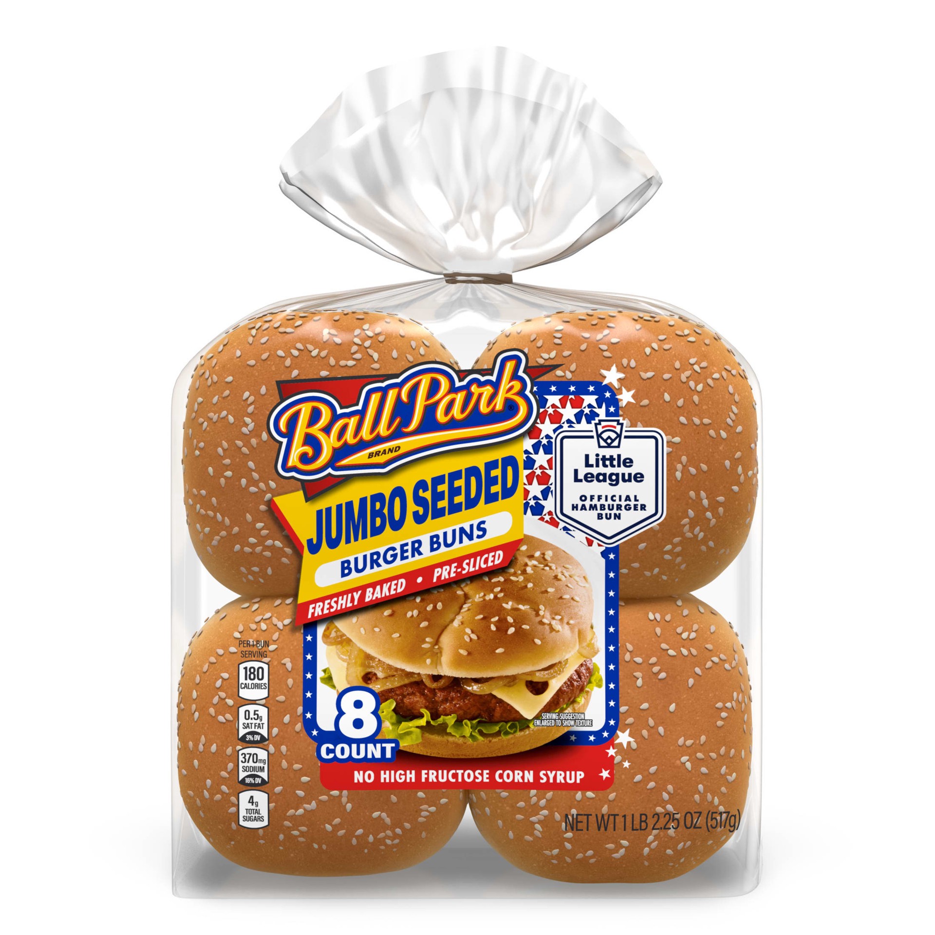 slide 2 of 7, Ball Park Jumbo Seeded Burger Buns, 8 count, 18.25 oz, 8 ct