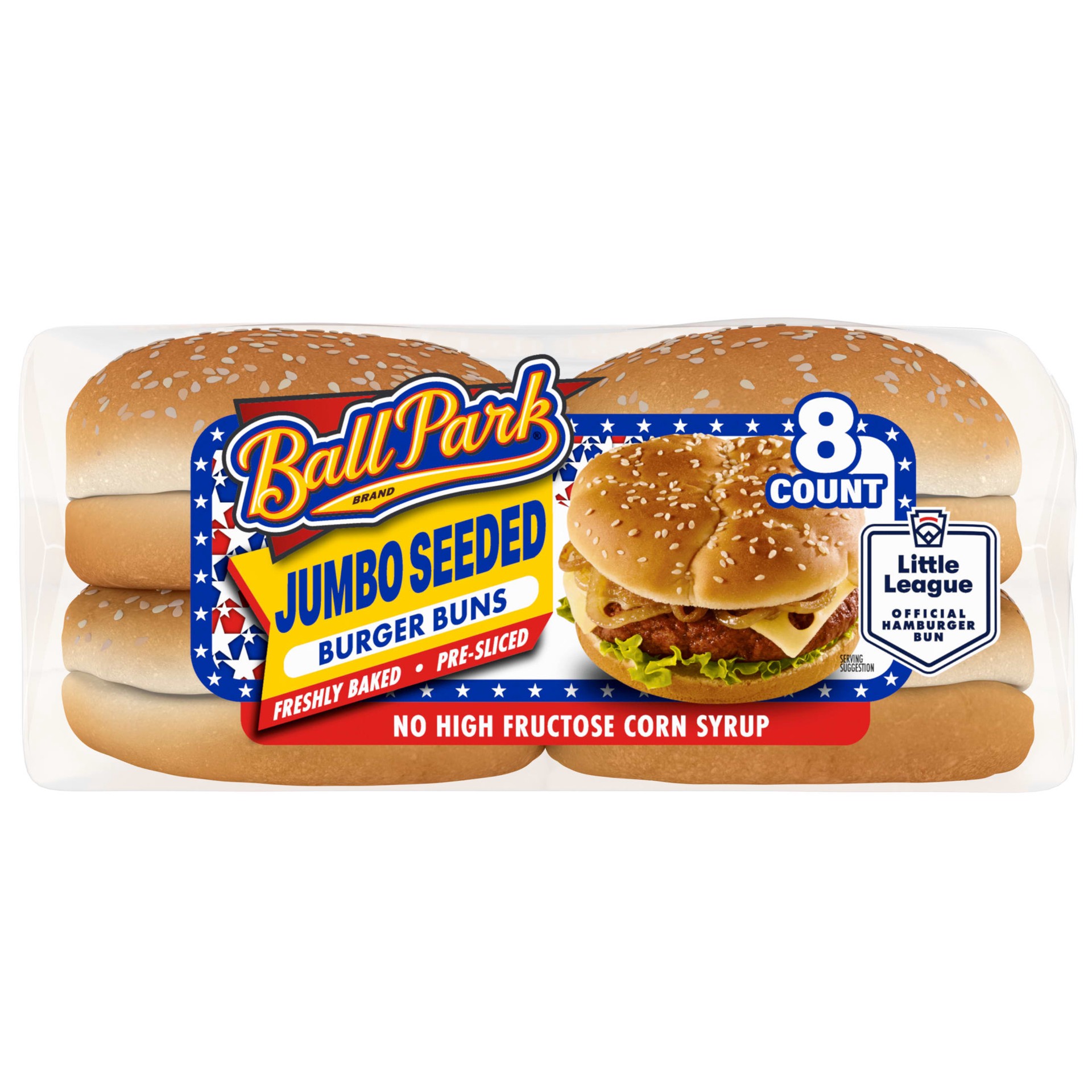slide 6 of 7, Ball Park Jumbo Seeded Burger Buns, 8 count, 18.25 oz, 8 ct
