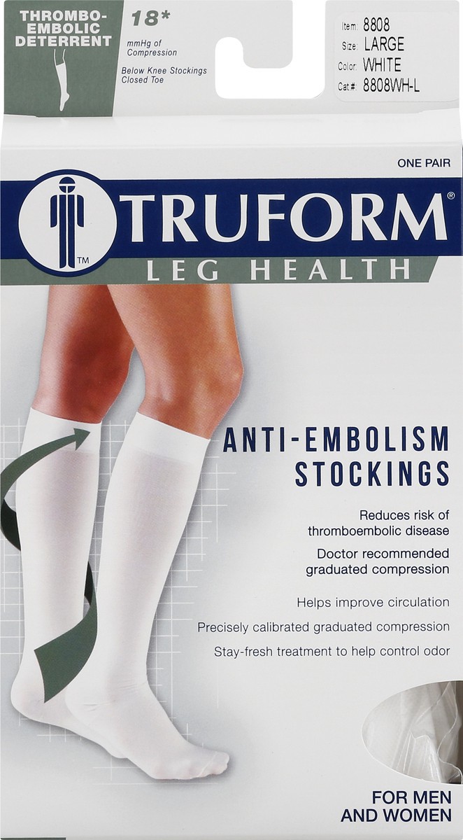 slide 7 of 10, TRUFORM Large White Anti-Embolism Below Knee Stockings 1 ea, 1 ct
