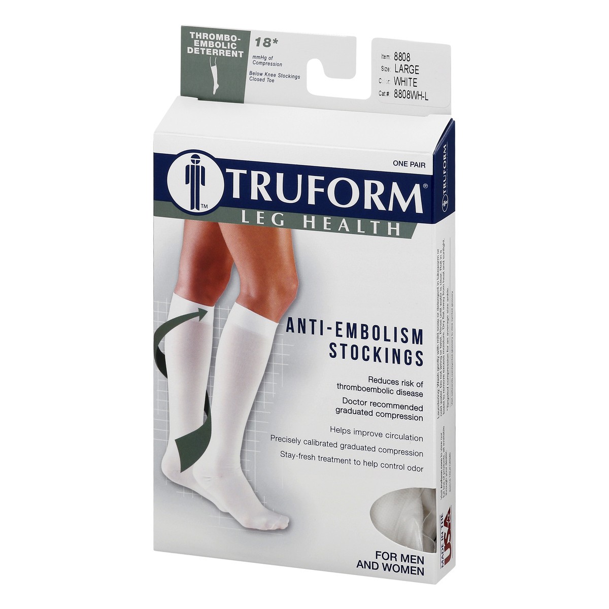 slide 5 of 10, TRUFORM Large White Anti-Embolism Below Knee Stockings 1 ea, 1 ct