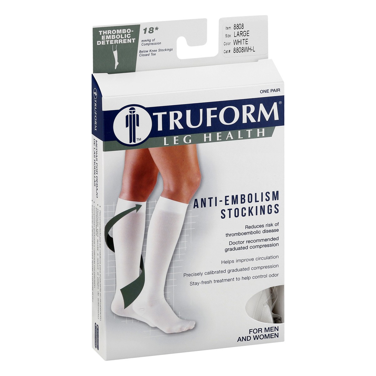 slide 8 of 10, TRUFORM Large White Anti-Embolism Below Knee Stockings 1 ea, 1 ct