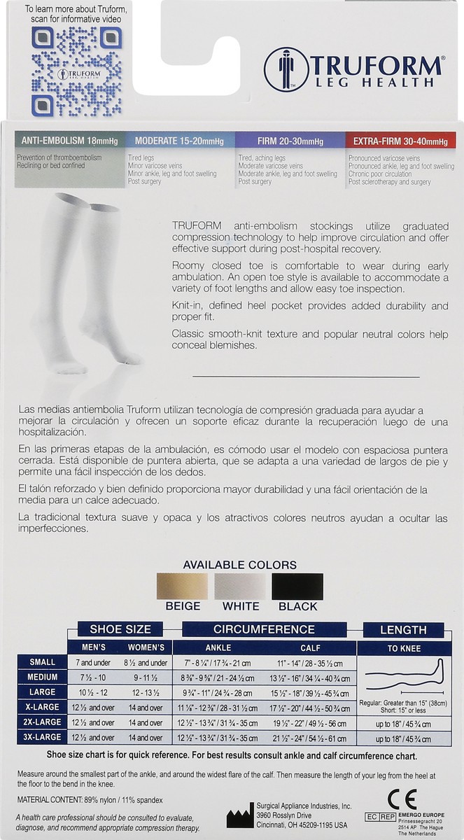 slide 9 of 10, TRUFORM Large White Anti-Embolism Below Knee Stockings 1 ea, 1 ct