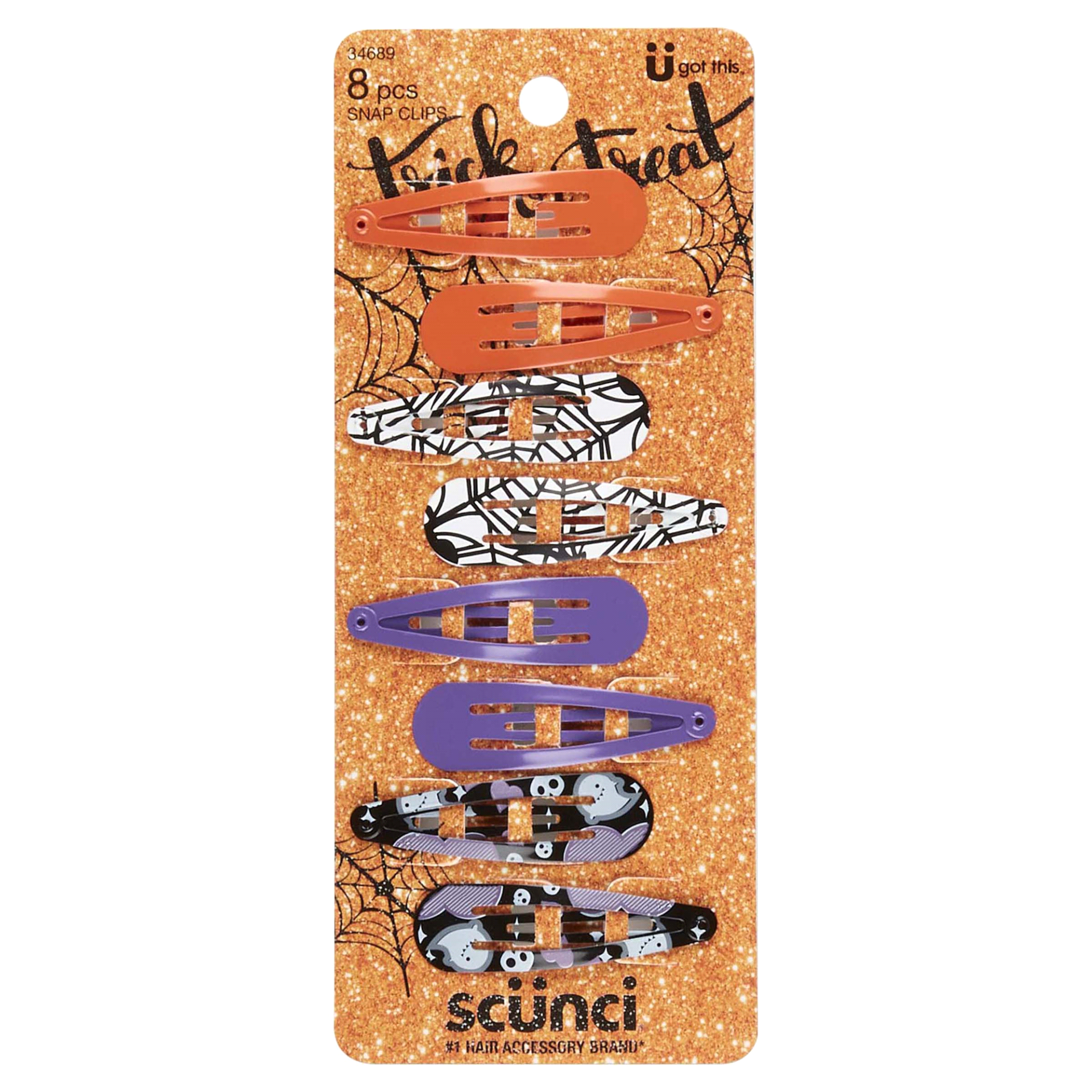 slide 1 of 1, scünci Scunci Halloween 8Pk Novelty Snap, 8 ct
