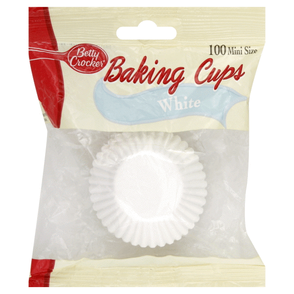 slide 1 of 1, Betty Crocker White Mini Baking Cups, 100 ct