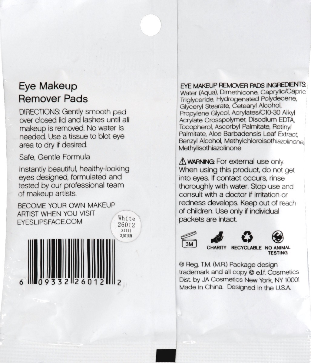 slide 3 of 3, e.l.f. Eye Makeup Remover Pads, Fragrance Free, 1 ct