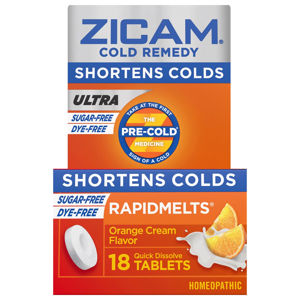 slide 1 of 12, Zicam Ultra Cold Remedy Zinc Rapidmelts, Orange Cream Flavor, Homeopathic, Cold Shortening Medicine, Shortens Cold Duration, Sugar-Free, Dye-Free, 18 Count, 18 ct