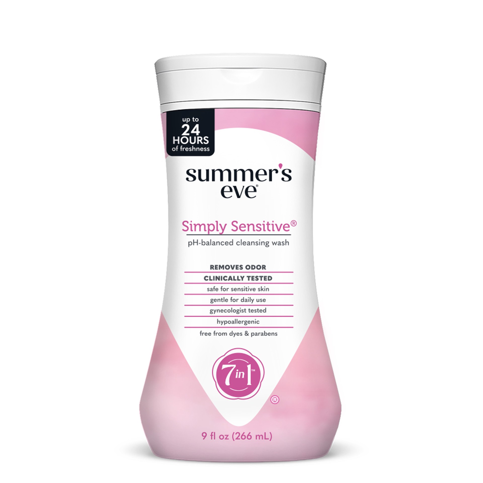 slide 1 of 3, Summer's Eve Summer''s Eve Simply Sensitive Daily Feminine Wash, Removes Odor, pH Balanced, 9 fl oz, 9 fl oz