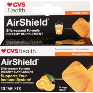 slide 1 of 1, CVS Health Airshield Effervescent Tablets Orange Flavor, 10 ct
