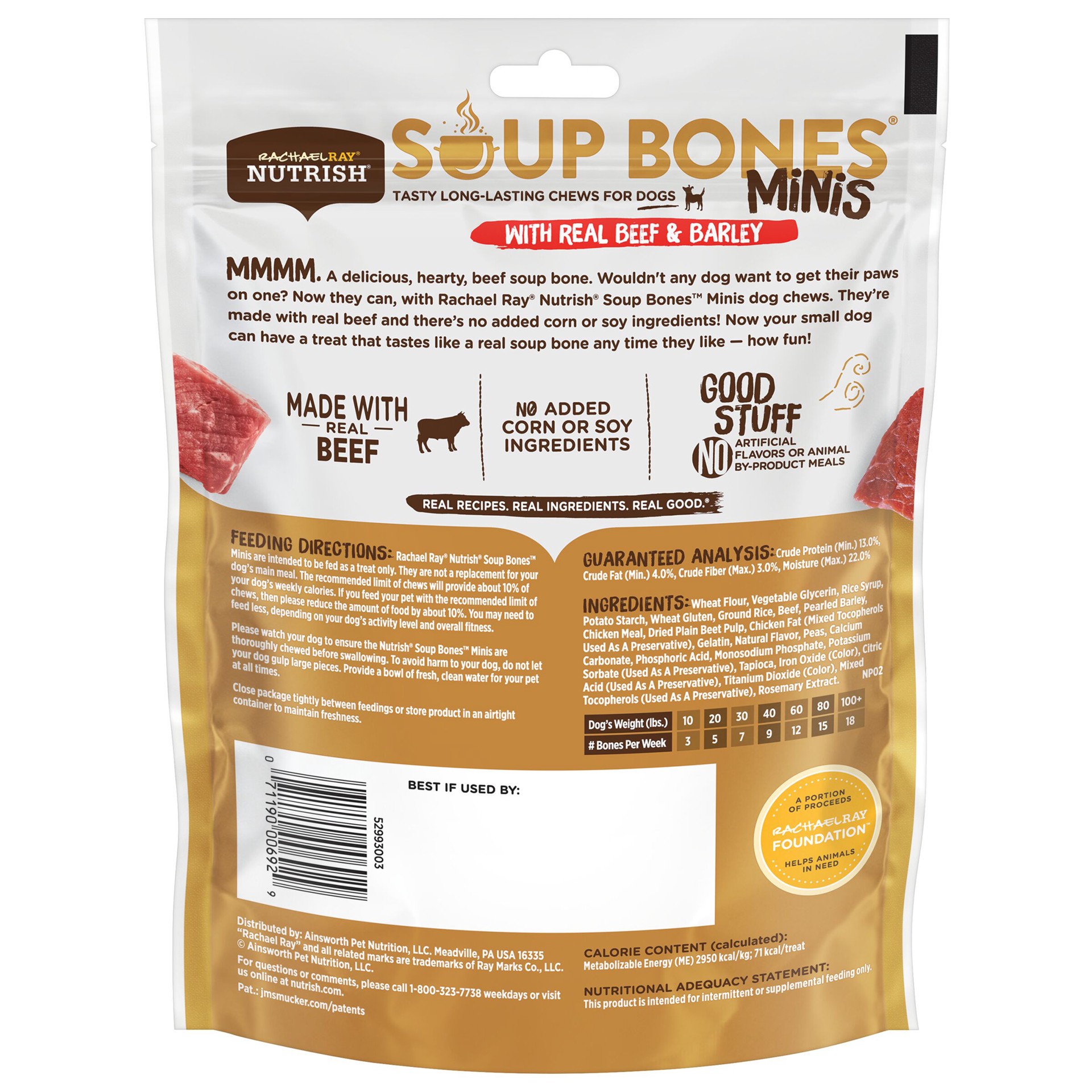 slide 5 of 9, Rachael Ray Nutrish Soup Bones Minis Dog Chews With Real Beef & Barley, 6 Dog Chews, 6 ct