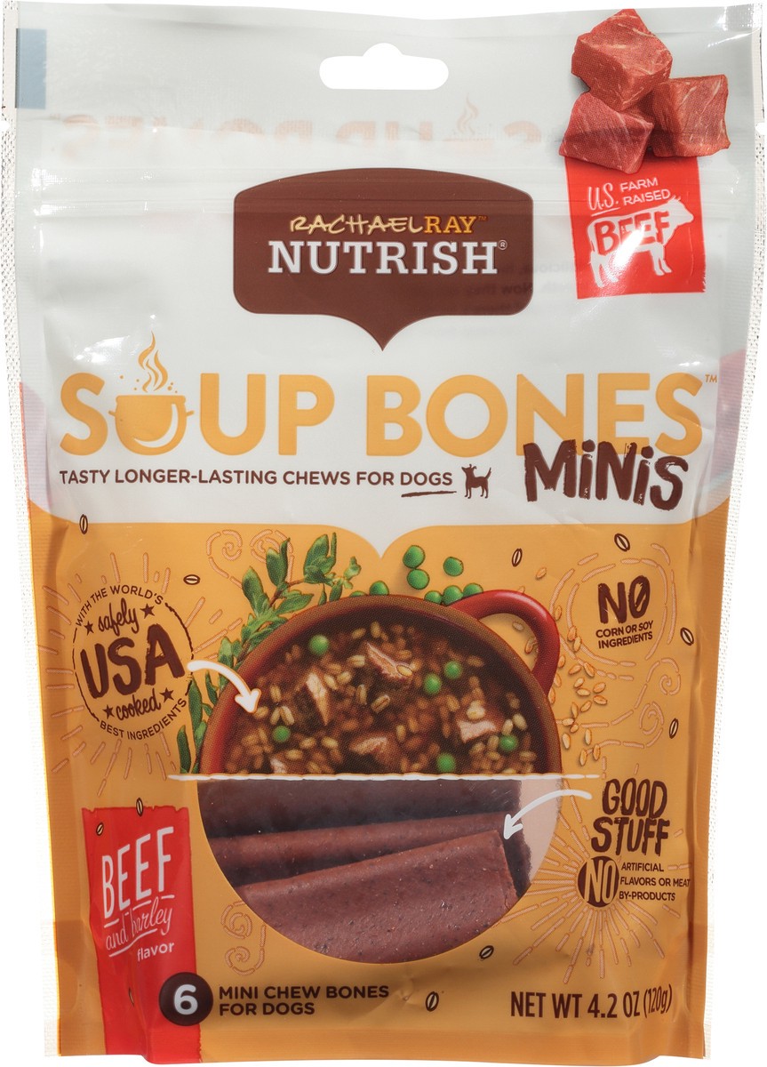 slide 1 of 9, Rachael Ray Nutrish Soup Bones Minis Dog Chews With Real Beef & Barley, 6 Dog Chews, 6 ct