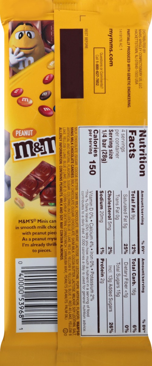 slide 8 of 9, M&M's MINIS & Peanut Chocolate Candy Bars, 4 oz, 3.9 oz