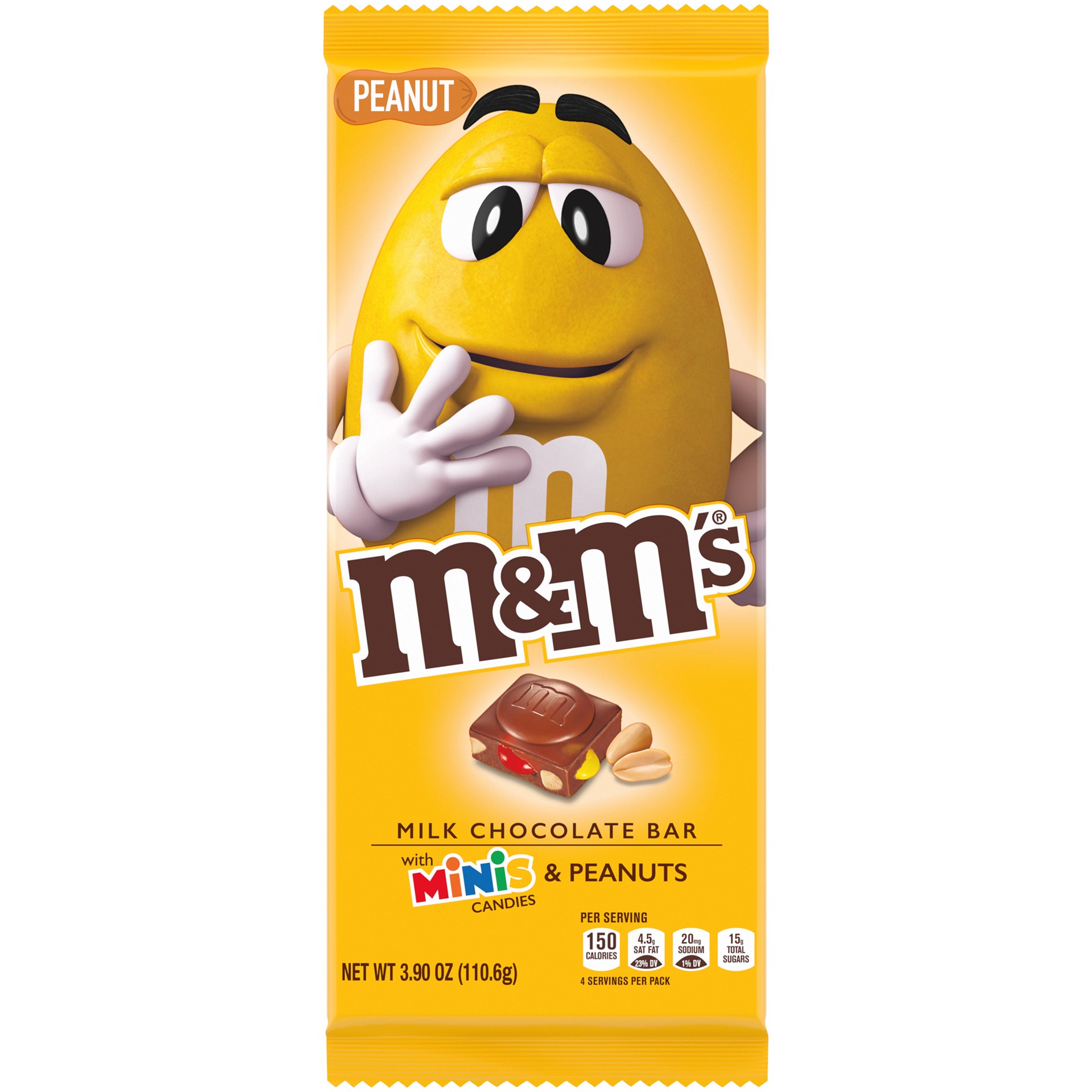 slide 1 of 9, M&M's MINIS & Peanut Chocolate Candy Bars, 4 oz, 3.9 oz