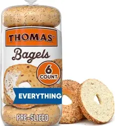 Thomas' Everything Pre-sliced Bagels, 6 count, 20 oz
