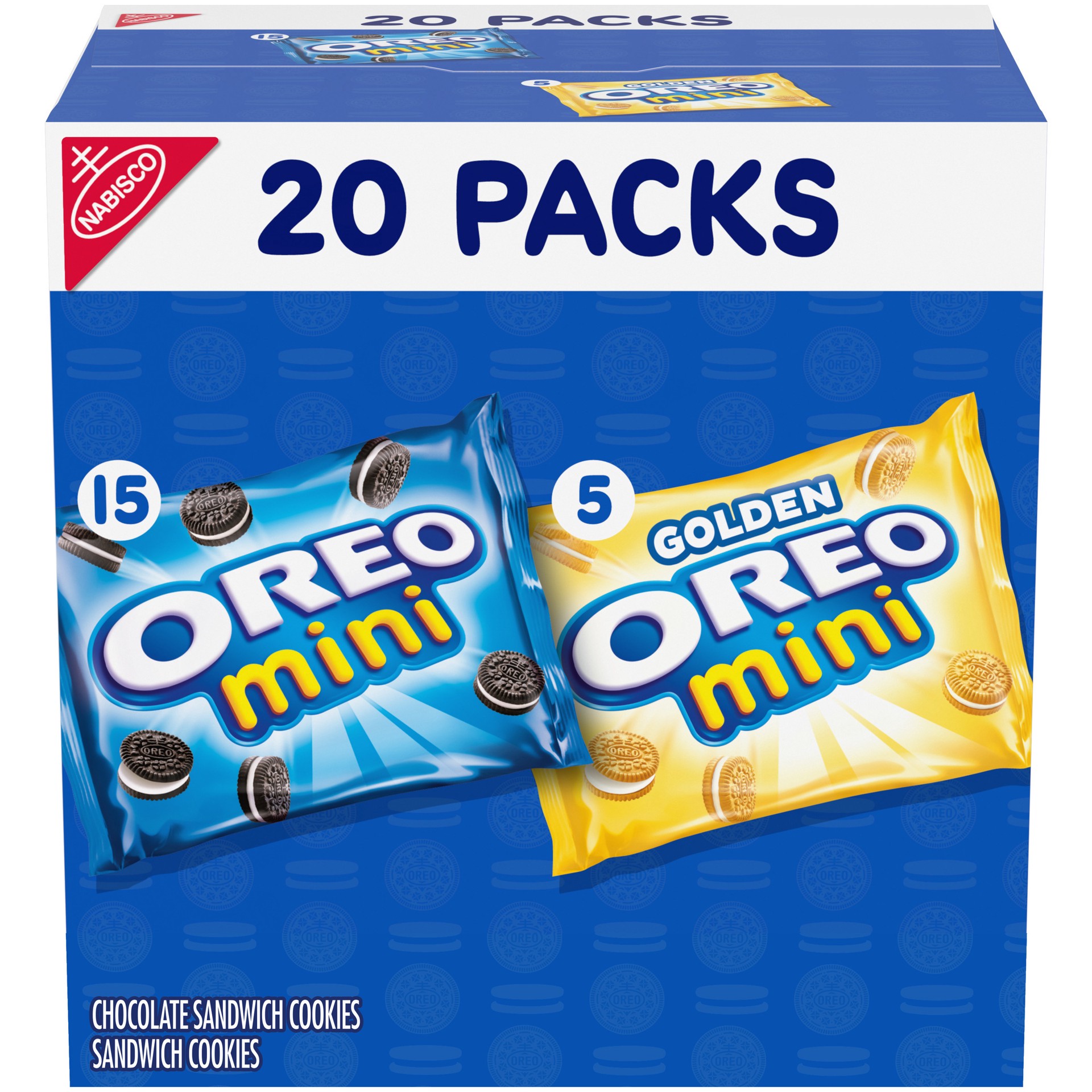 slide 1 of 9, OREO Mini Mix Sandwich Cookies Variety Pack, 20 Snack Packs, 20 ct