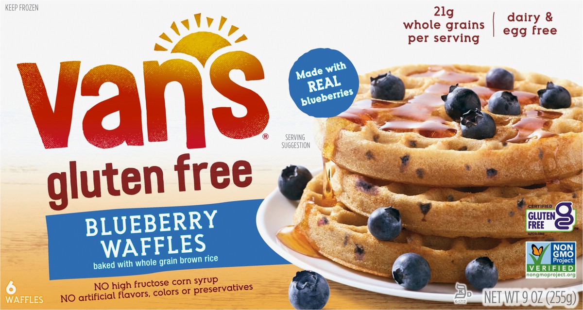 slide 6 of 11, Van's Frozen Waffle Gluten Free Blueberry 9oz, 6 ct