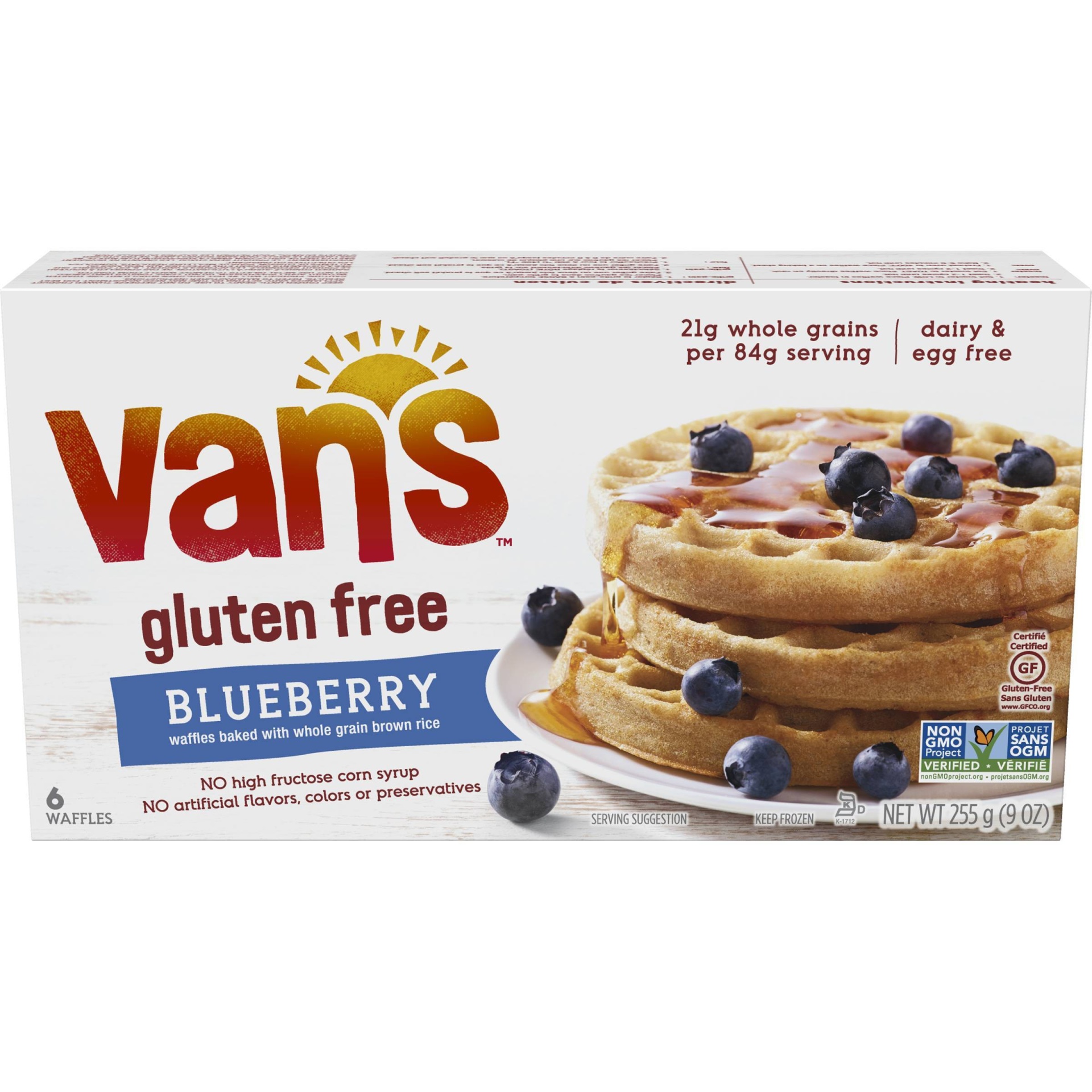 slide 1 of 5, Vans Wheat Gluten Free Blueberry Waffles, 9 oz
