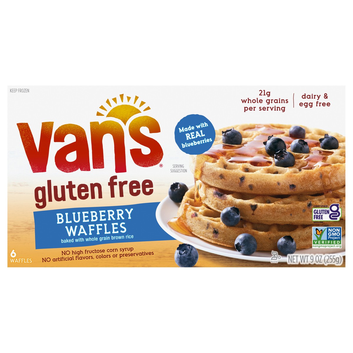 slide 3 of 11, Van's Frozen Waffle Gluten Free Blueberry 9oz, 6 ct